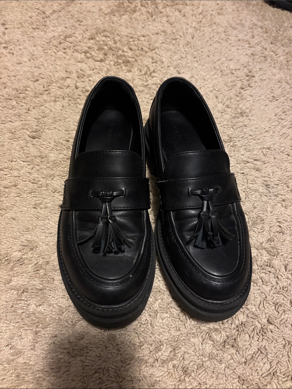 Women Black Tassel Loafers